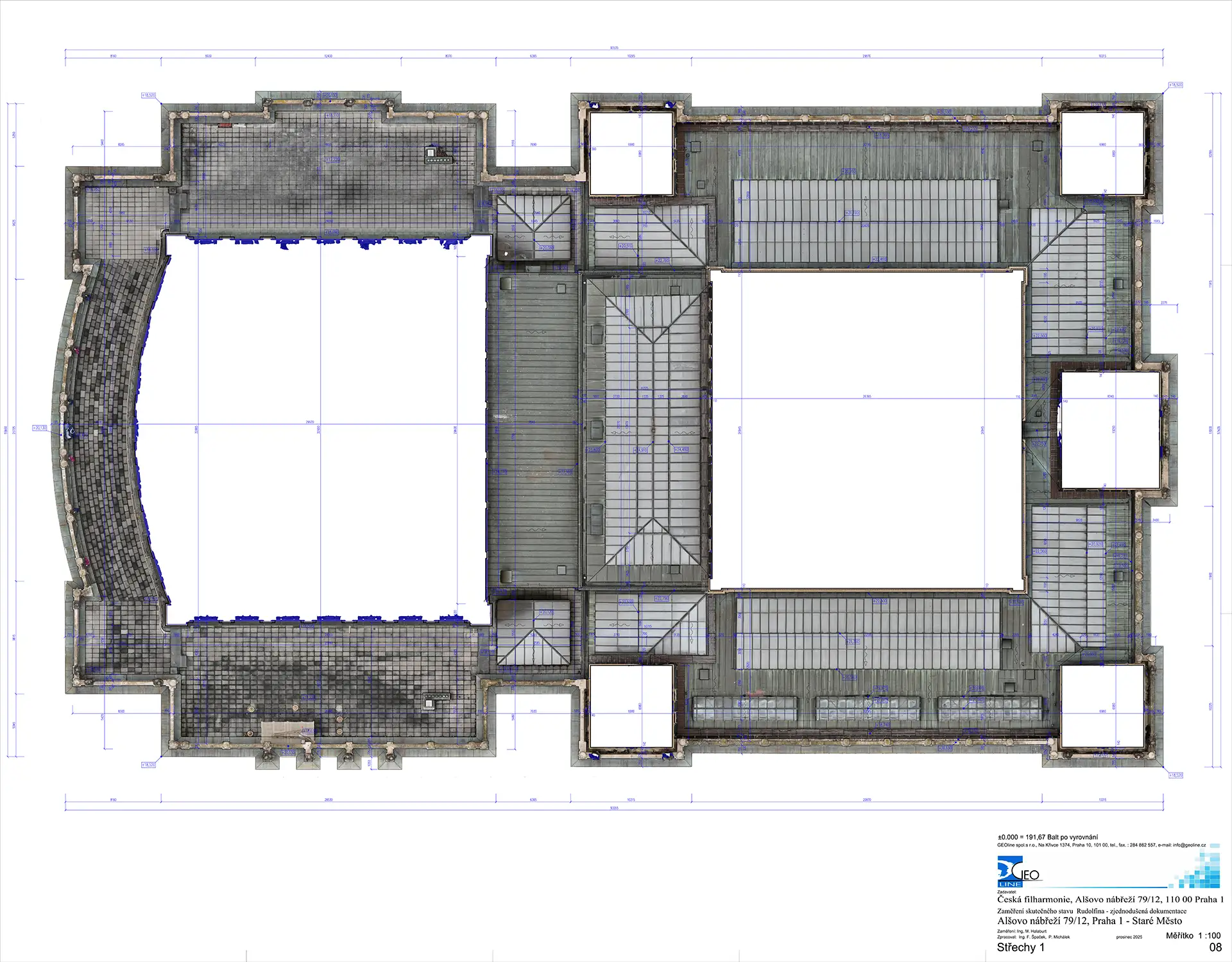 Rudolfinum — letecký pohled na střechu